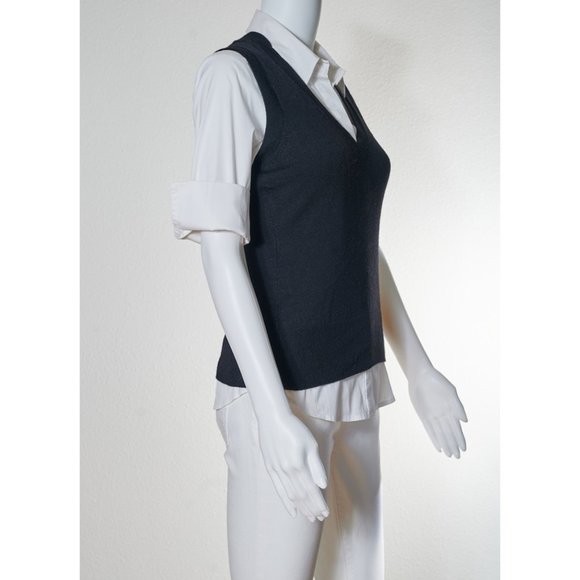 BANANA REPUBLIC: Vintage Black Extra Fine Italian Merino Vest - Picture 7 of 9